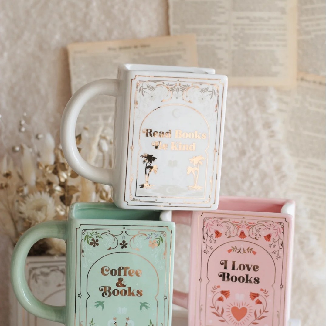 Coffee Tea Pictures - แก้วเซรามิกรูปทรงหนังสือพร้อมหูจับ ดีไซน์สร้างสรรค์สำหรับดื่มกาแฟ ตกแต่งโต๊ะทำงานหรือบ้าน เหมาะสำหรับงานเลี้ยงน้ำชาช่วงบ่าย ของขวัญ