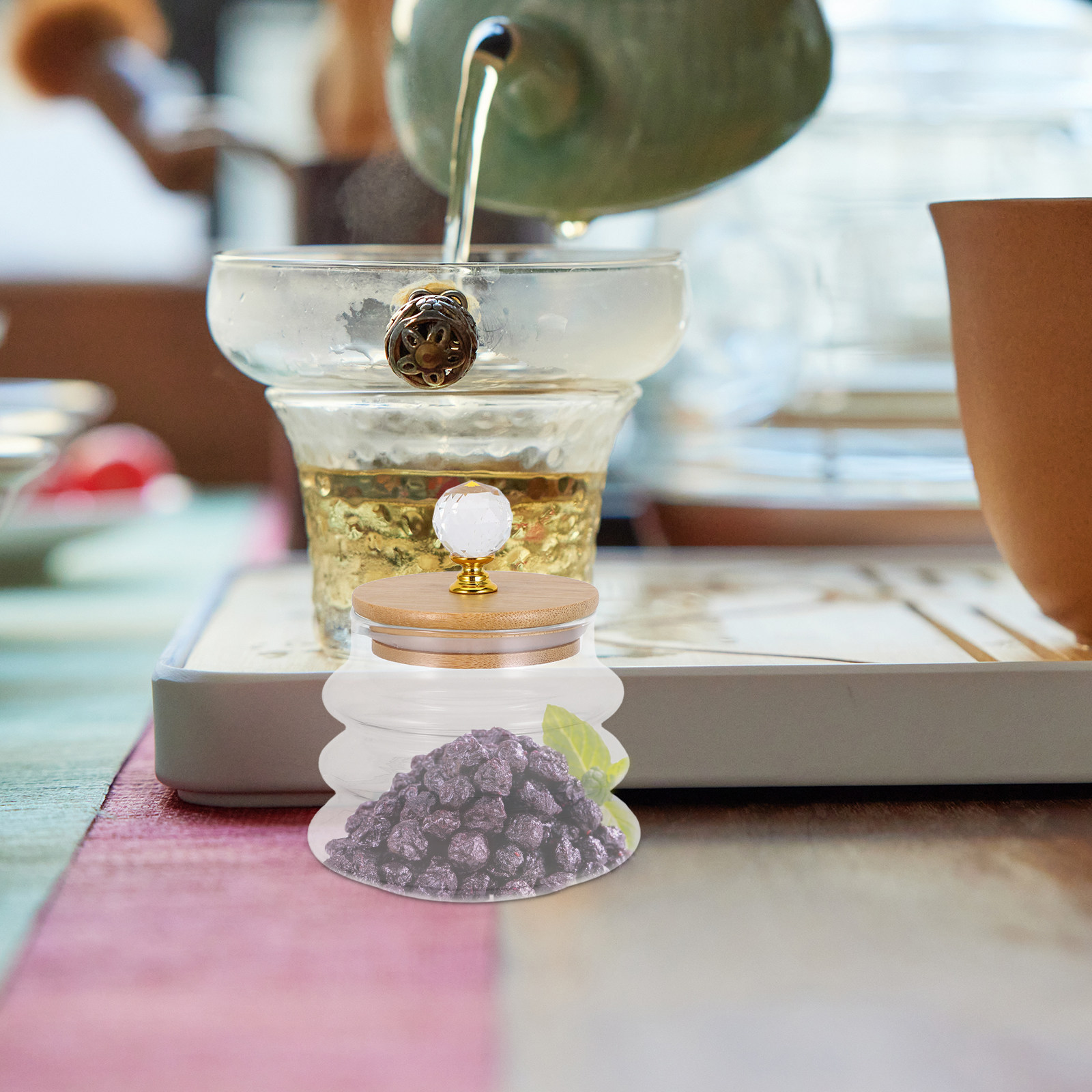 Coffee Tea And Bean Leaf - โหลแก้วใสสำหรับเก็บของ ฝาปิดสนิท ป้องกันอากาศเข้า ขนาด 13.5 ออนซ์