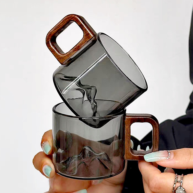Coffee Tea Pictures - แก้วแก้วกาแฟหูจับทำจากไม้วอลนัทขนาด110มล. ถ้วยชาอาหารเช้าที่บ้านกาแฟบดใหม่ถ้วยสำหรับนักดื่ม