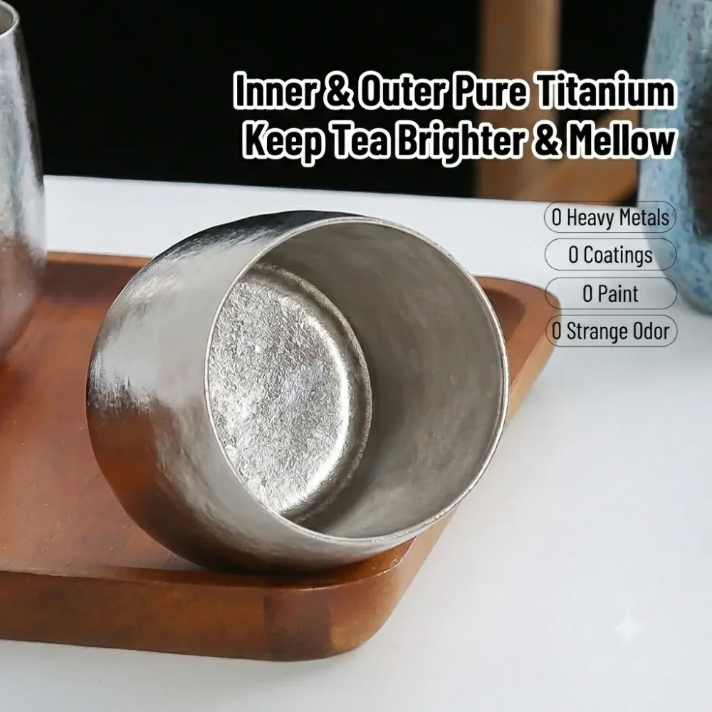 Coffee Tea Pictures - แก้วกาแฟสองชั้นไทเทเนียมบริสุทธิ์ แก้วน้ำสำหรับดื่มที่บ้าน ที่ทำงาน แก้วชา แก้วเบียร์สุดหรู ความจุ