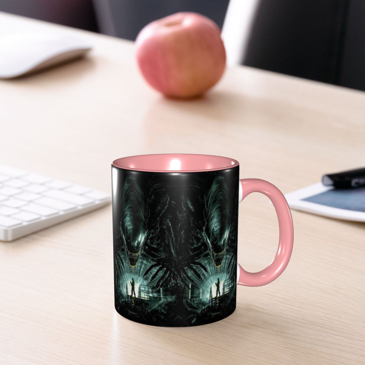 Coffee Vs Tea - แก้วเซรามิกตลก ลายการ์ตูนไซไฟสยองขวัญ Alien Vs Predator สำหรับดื่มกาแฟ