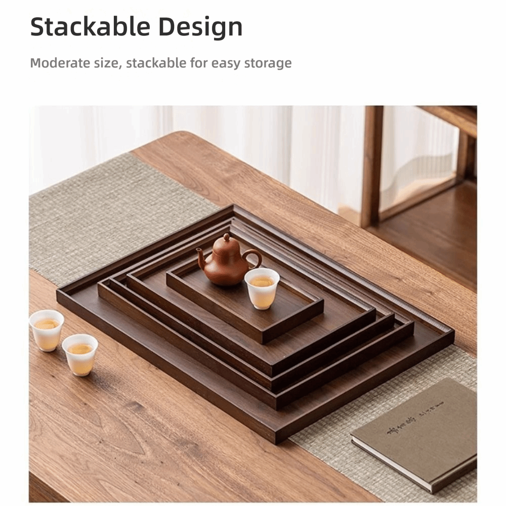 Bamboo Tea Tray - ถาดไม้ไผ่ธรรมชาติ ถาดไม้ไผ่ทรงสี่เหลี่ยม สไตล์เรโทร ถาดเสิร์ฟขนมหวาน ถาดวางของบนโต๊ะกาแฟ