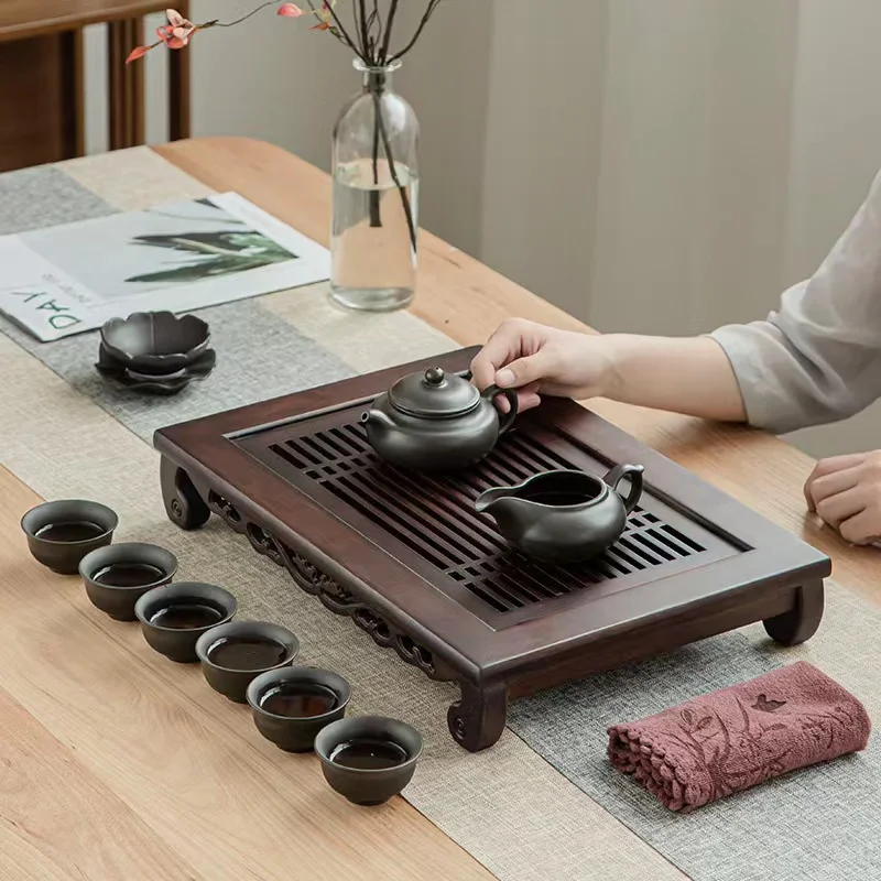 Bamboo Tea Tray - ถาดรองชงชาไม้ไผ่ธรรมชาติจีนที่เก็บน้ำชุดน้ำชากังฟูกระดานชาของใช้ในครัวเรือนถาดเก็บชาจีนของขวัญบ้าน
