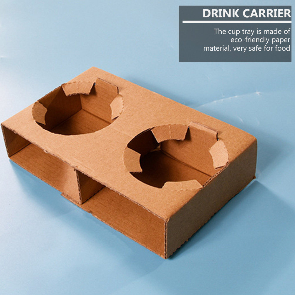 Coffee Tea Holders - ถาดใส่เครื่องดื่มกระดาษย่อยสลายได้แบบเป็นมิตรกับสิ่งแวดล้อม 10 ชิ้น สำหรับกาแฟ นม ชา
