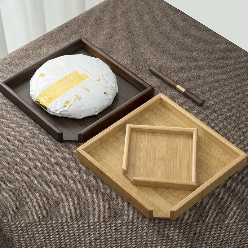 Bamboo Tea Tray - กล่องไม้ไผ่สำหรับจัดเก็บชา 1 ชิ้น พร้อมมีดและเข็มสำหรับแยกชา ถาดสำหรับชาผู่เอ๋อ ถาดสำหรับจัดวางชา