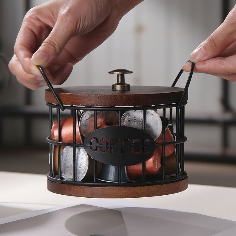 Coffee Capsule Holder - ตะกร้าเก็บกาแฟ ชั้นวางเก็บแคปซูลกาแฟ ที่เก็บของในร้าน ที่วางแคปซูลกาแฟ อุปกรณ์ชงกาแฟ ห้องครัว