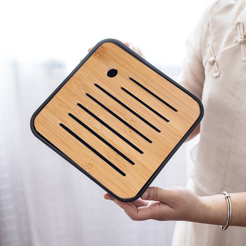 Bamboo Tea Tray - ถาดชาไม้ไผ่ ถาดเสิร์ฟชาจีนกังฟูไม้ไผ่ขนาดเล็ก กล่องถาดเสิร์ฟ