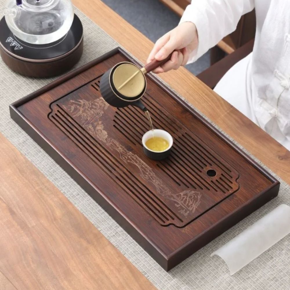 ถาดชาจีนกังฟูไม้ไผ่แบบถอดได้ ถ - Bamboo Tea Tray บทวิจารณ์และราคา