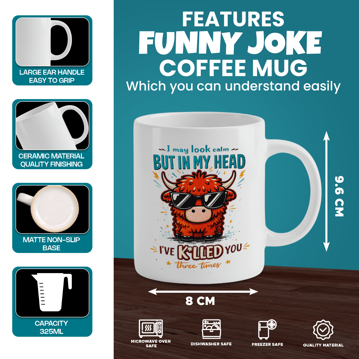 แก้วกาแฟลายวัวไฮแลนด์พร้อมคำพู - Coffee And Tea Quotes Funny บทวิจารณ์และราคา