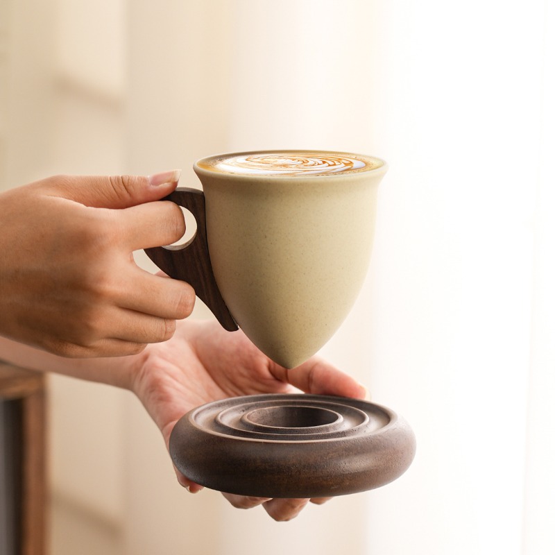 แก้วกาแฟเซรามิกสีน้ำตาลลายไม้  - Coffee Tea Gardens บทวิจารณ์และราคา