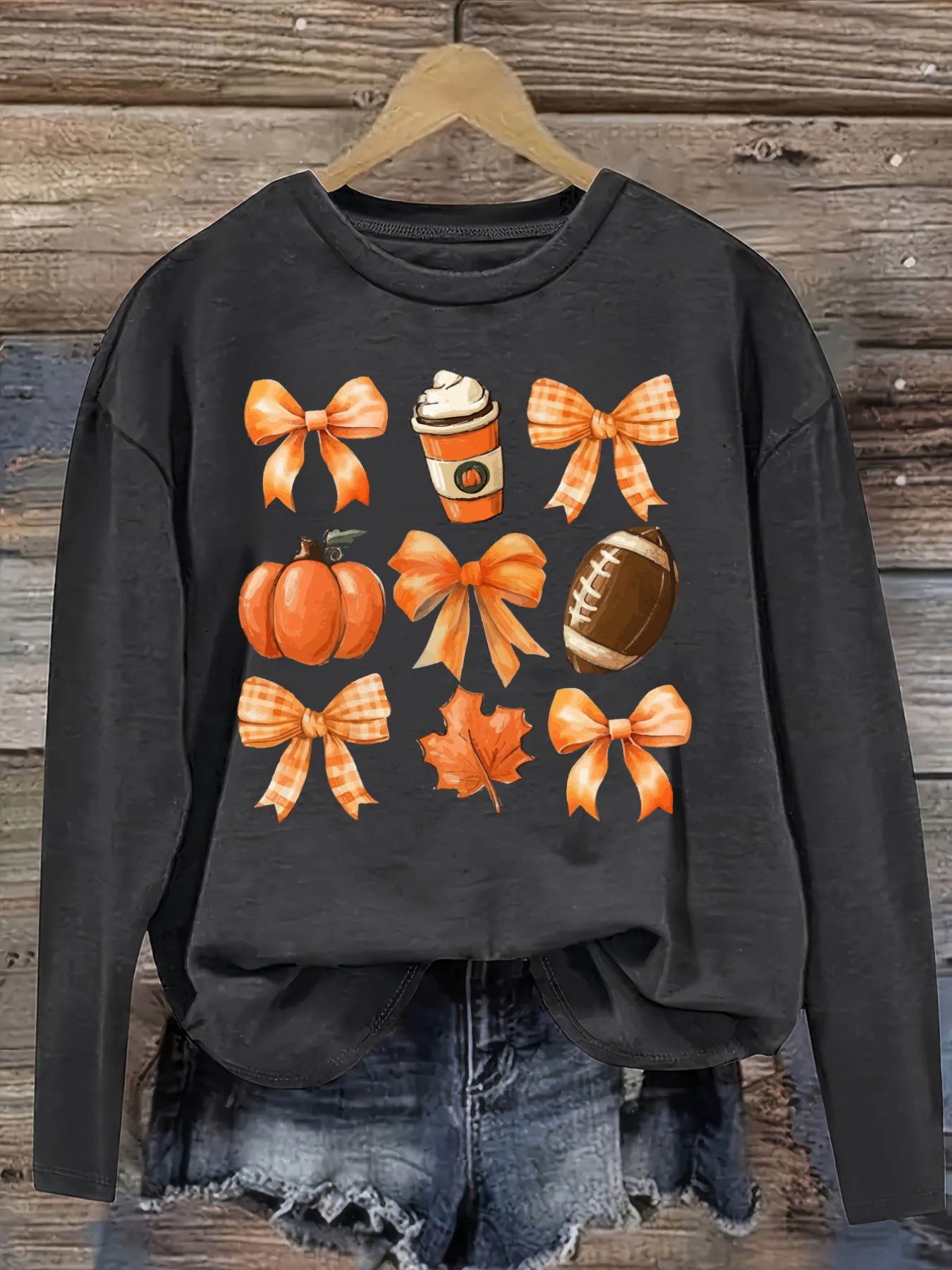 เสื้อยืดแขนยาวคอกลมลำลองสำหรับ - Coffee&Tea House Menu บทวิจารณ์และราคา