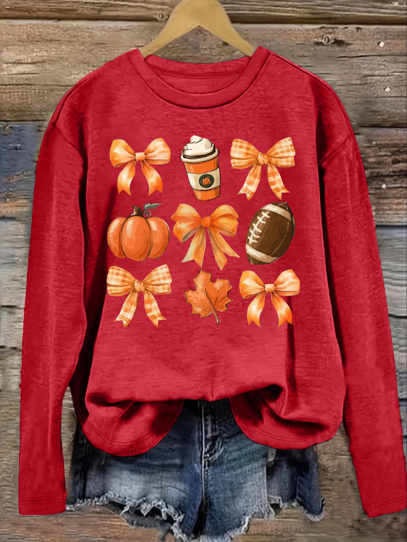 เสื้อยืดแขนยาวคอกลมลำลองสำหรับ - Coffee&Tea House Menu บทวิจารณ์และราคา