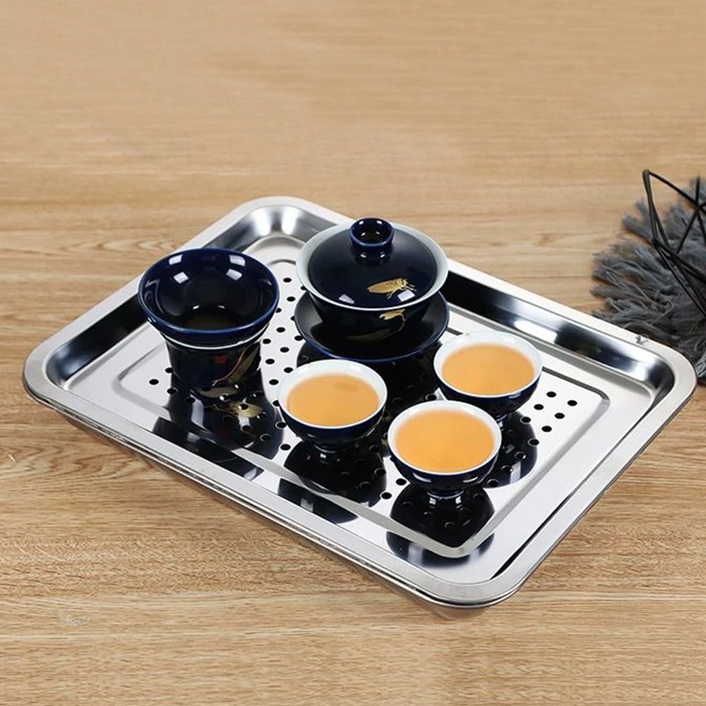 ถาดชาสแตนเลสทรงสี่เหลี่ยมผืนผ้ - Bamboo Tea Tray บทวิจารณ์และราคา