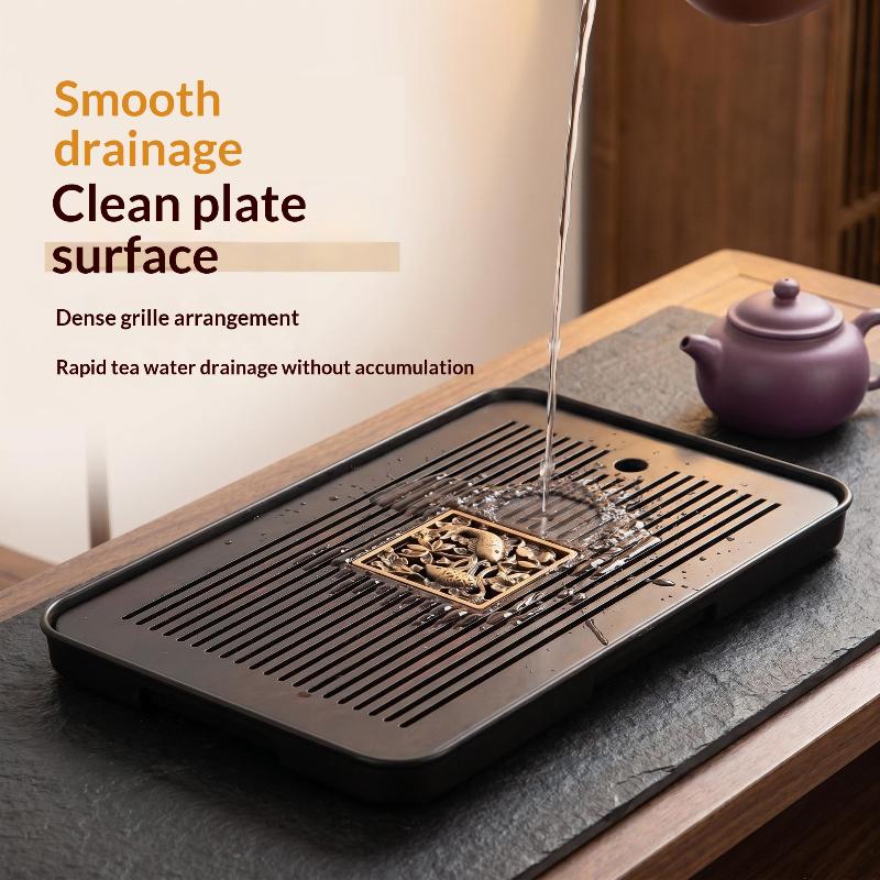 ถาดชาไม้สองชั้นพร้อมระบบระบายน - Bamboo Tea Tray บทวิจารณ์และราคา