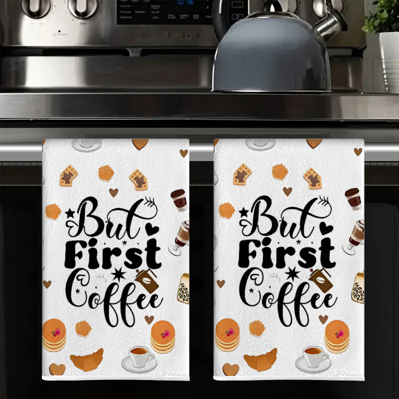 2 ชิ้น, ผ้าเช็ดครัวลายกาแฟตอนเ - Coffee Tea Good Morning บทวิจารณ์และราคา