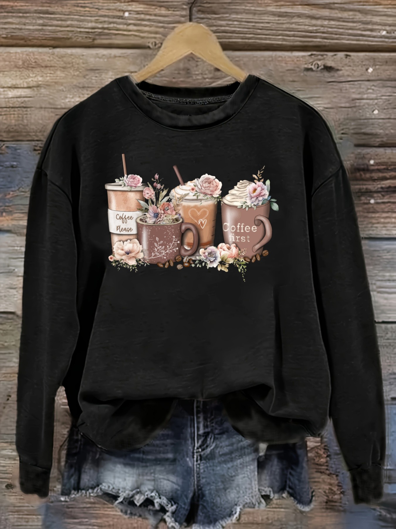 เสื้อยืดแขนยาวคอกลมลายดอกไม้แล - Coffee&Tea House Menu บทวิจารณ์และราคา