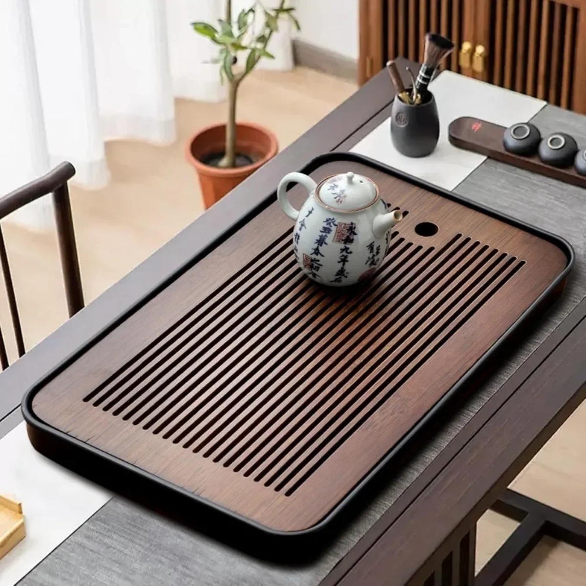 ถาดชาไม้ไผ่แบบพกพา ถอดประกอบได - Bamboo Tea Tray บทวิจารณ์และราคา