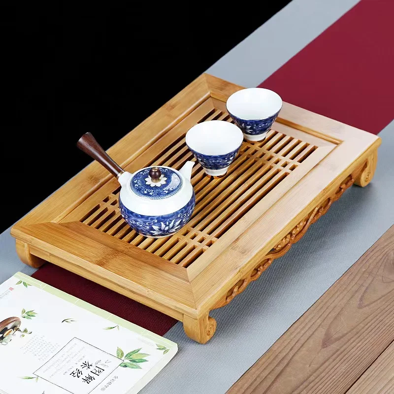 ถาดรองชงชาไม้ไผ่ธรรมชาติจีนที่ - Bamboo Tea Tray บทวิจารณ์และราคา