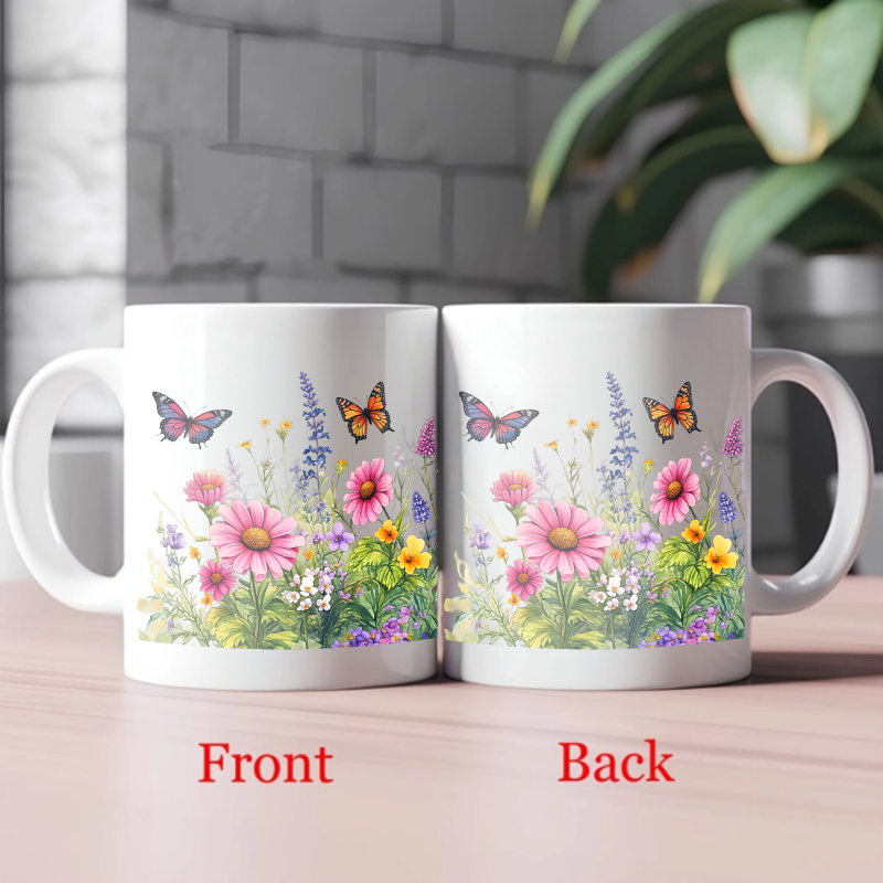 แก้วเซรามิกลายสวนดอกไม้สีขาวพร - Coffee Tea Gardens บทวิจารณ์และราคา
