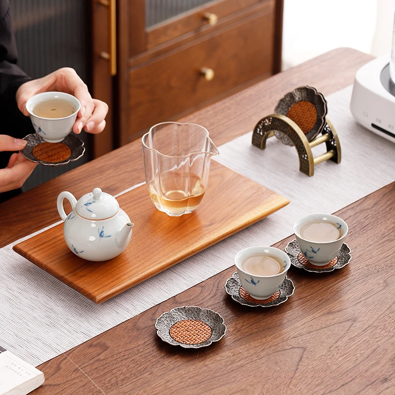 แผ่นรองแก้วชาจีนโบราณ ทำจากโลห - Bamboo Tea Tray บทวิจารณ์และราคา