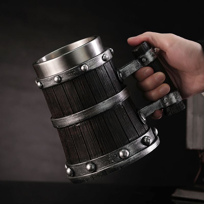 แก้วเบียร์ลายไม้ เรซิ่น สแตนเล - Coffee Tea Pictures บทวิจารณ์และราคา