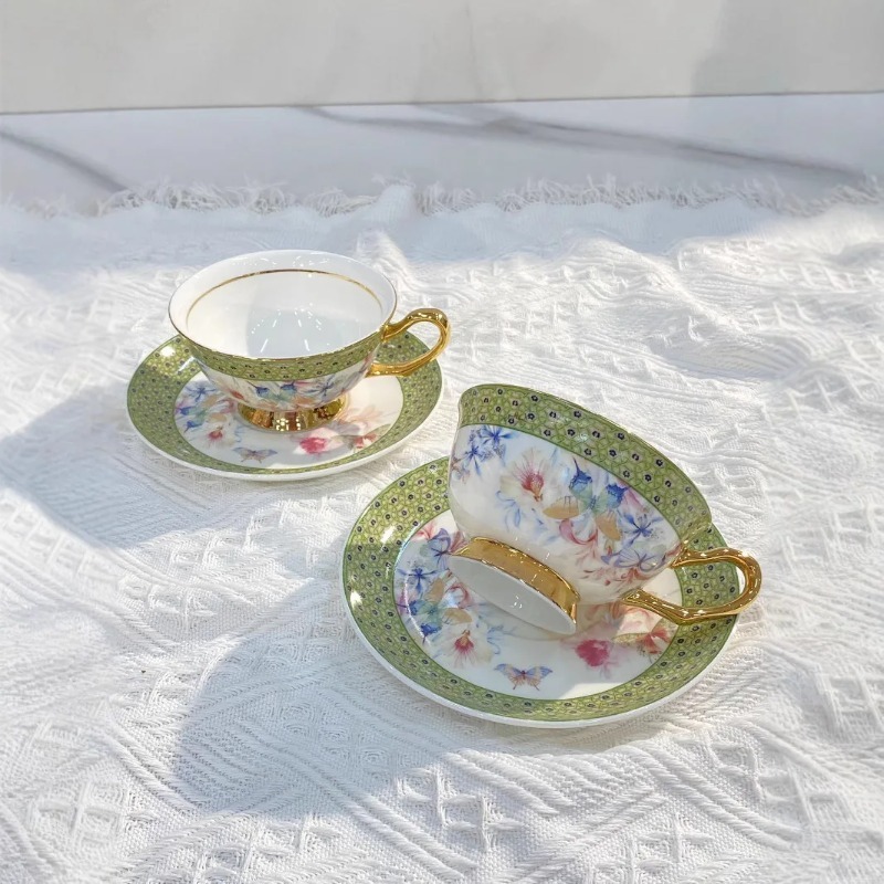 ชุดถ้วยและจานเคลือบสีสวยงามระด - Coffee Tea Gardens บทวิจารณ์และราคา